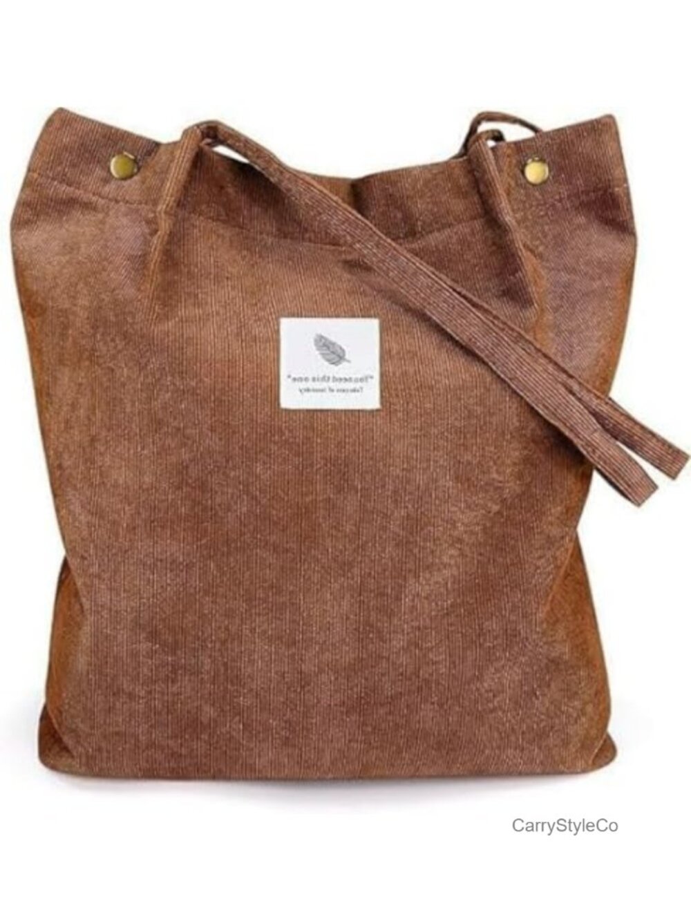 Corduroy Quilted Tote Bag Large Capacity Inner Pockets Shoulder Handbag
